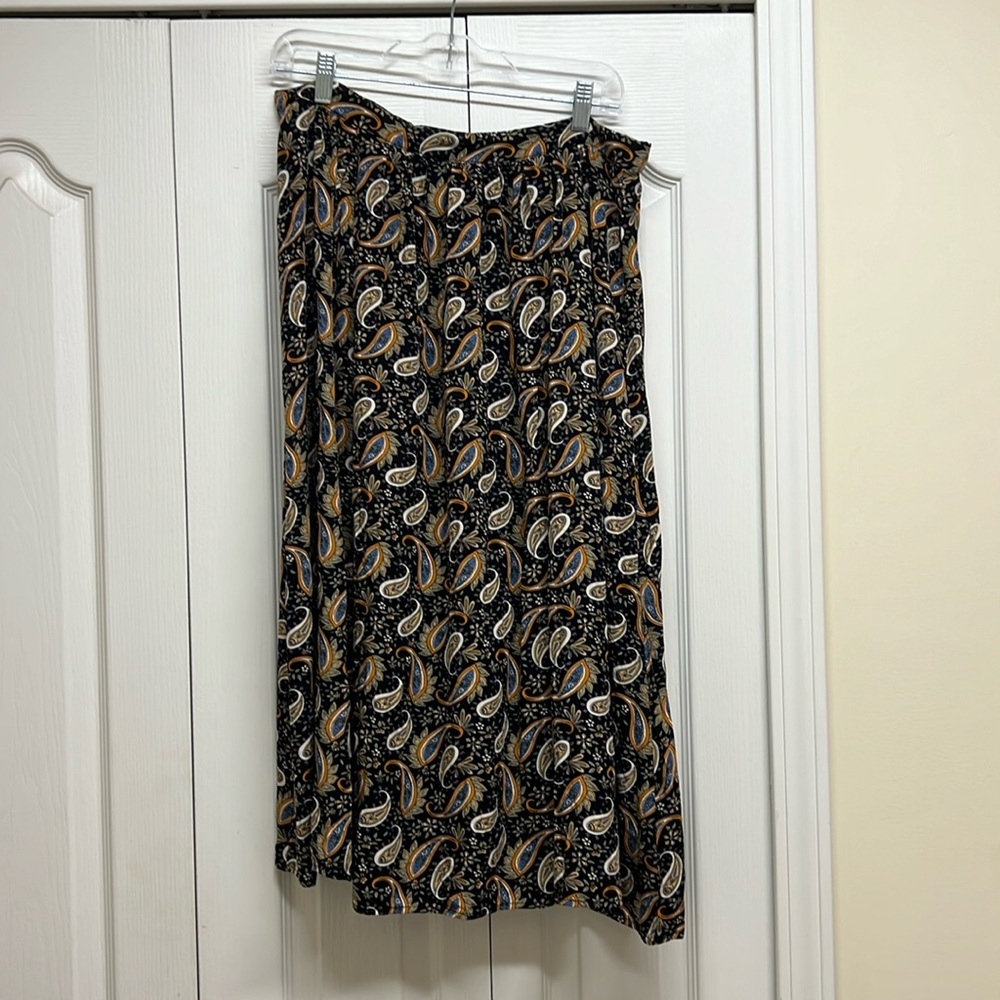 RIHOAS Black Paisley Print Midi Skirt Size Large